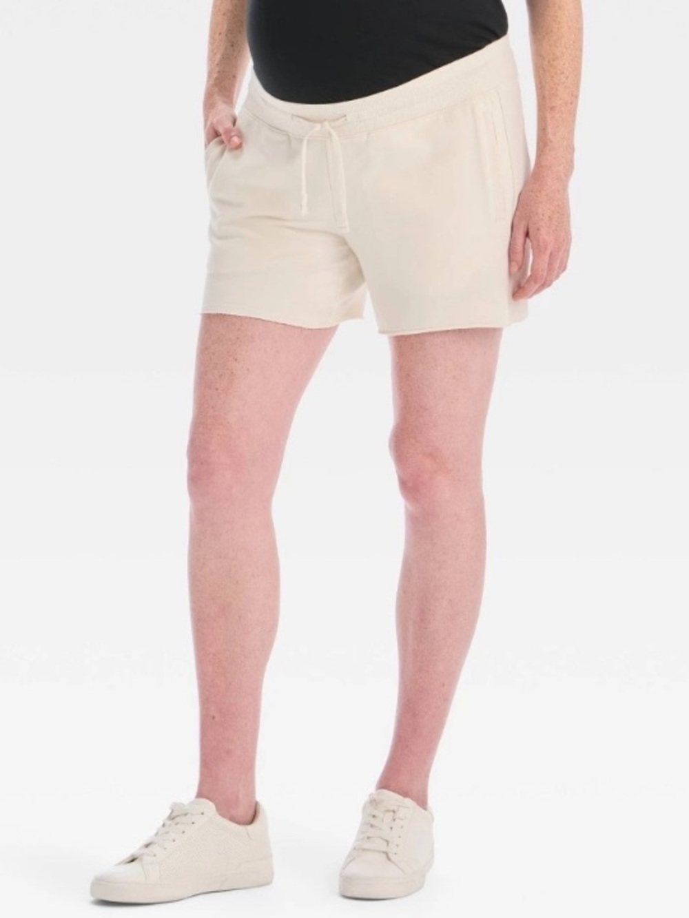 Isabel Maternity by Ingrid & Isabel Cream Knit Maternity Pull-on Shorts